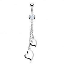 Piercing nombril blanc avec deux cœurs en pendentif Kyr Piercing nombril6,20 €