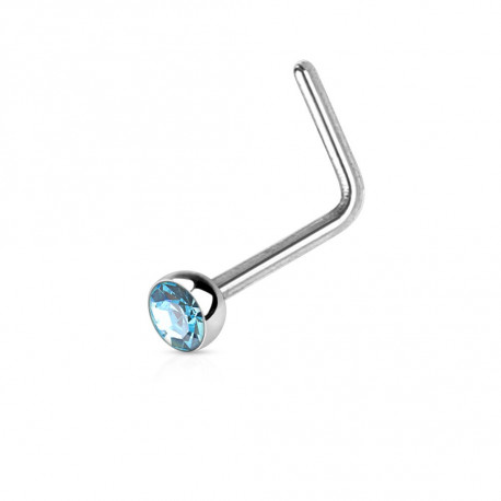 Piercing nez coudé 0,8mm et crystal 2,5mm bleu aqua Zyh Piercing nez2,25 €