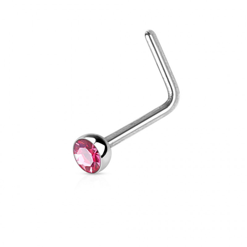Piercing nez coudé 0,8mm et crystal 2,5mm rose Bofy Piercing nez2,25 €