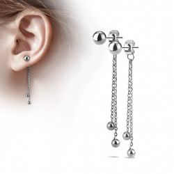 Puces d'oreilles boules acier de 5mm avec chaînettes Caza Bijoux3,80 €