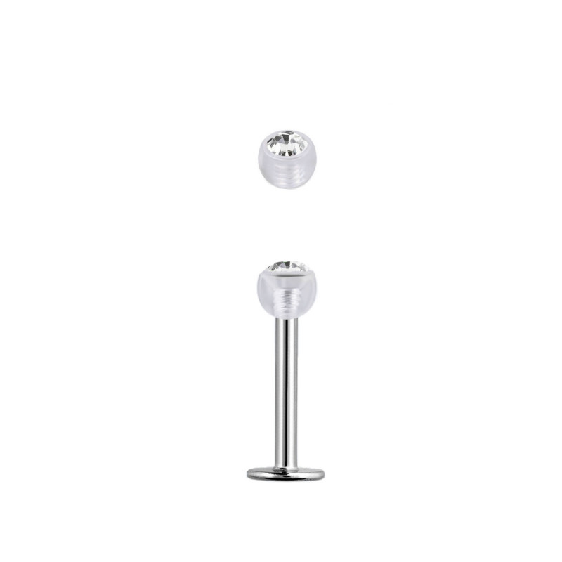 Piercing labret 6mm boule incolore et crystal blanc Voku Piercing labret1,75 €