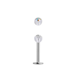 Piercing labret 6mm boule incolore et crystal aurore boréale Hagok Piercing labret1,75 €