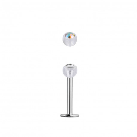 Piercing labret 8mm boule incolore et crystal aurore boréale Hugy Piercing labret1,75 €