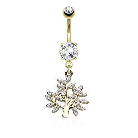 Piercing nombril arbre de vie doré avec zirconium blanc Bikio Piercing nombril11,49 €