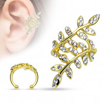 Faux anneau d'oreille doré avec branches et feuilles en crystals blanc Vuk Faux piercing6,90 €