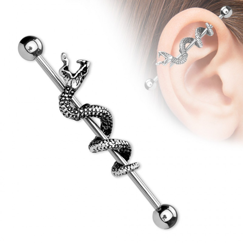 Piercing industriel 38mm acier motif un serpent Goy Piercing oreille5,80 €