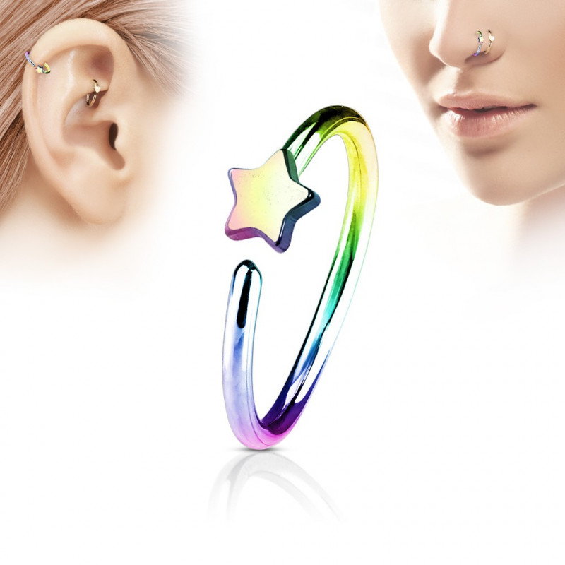 Piercing anneau 8 x 0,8mm avec une étoile arc en ciel Vuko Piercing nez3,80 €