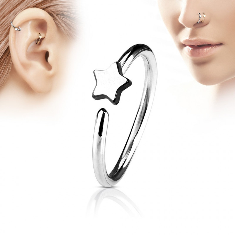 Piercing anneau 8 x 0,8mm avec une étoile acier Voxol Piercing nez3,70 €