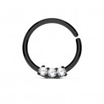 Piercing anneau noir 10 x 1,2mm et trois zirconiums blanc Saq Piercing nez4,60 €