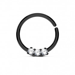 Piercing anneau noir 10 x 1,2mm et trois zirconiums blanc Saq Piercing nez4,60 €