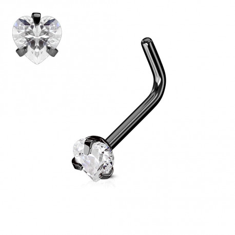Piercing nez coudé noir avec un cœur en zirconium blanc 3mm Oxy Piercing nez2,90 €