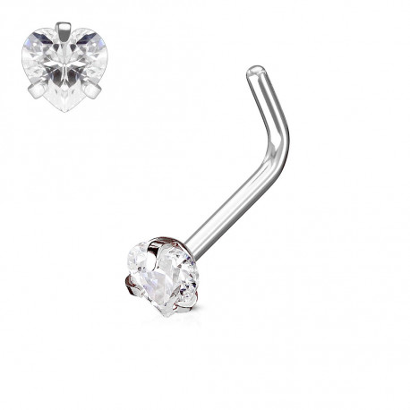 Piercing nez coudé avec un cœur en zirconium blanc 3mm Omik Piercing nez2,80 €