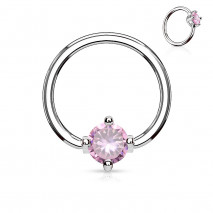 Piercing anneau de 10 x 1,2mm avec un zirconium rose Wol Piercing oreille4,25 €