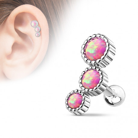 Piercing oreille tragus avec trois pierres en opaline rose Buk Piercing oreille7,49 €
