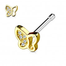 Piercing nez droit doré papillon orné de zirconium blanc Axaz Piercing nez4,55 €