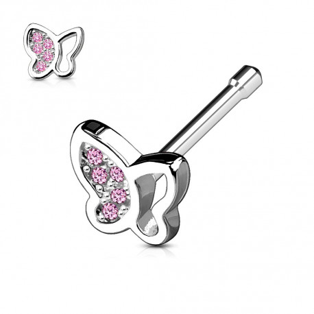 Piercing nez droit papillon orné de zirconium rose Xiki Piercing nez4,55 €