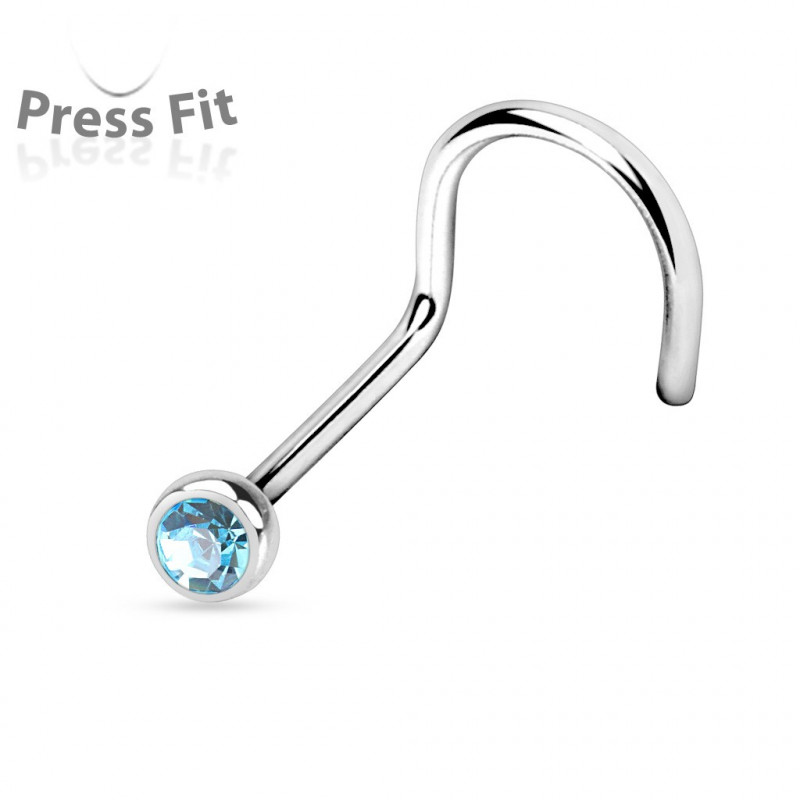 Piercing nez coudé 0,8mm x 6mm et crystal 2,3mm bleu aqua Daz Piercing nez2,90 €