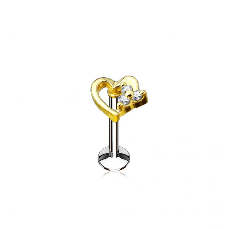 Piercing labret 6mm avec un cœur doré orné de zirconium Yez Piercing labret4,49 €
