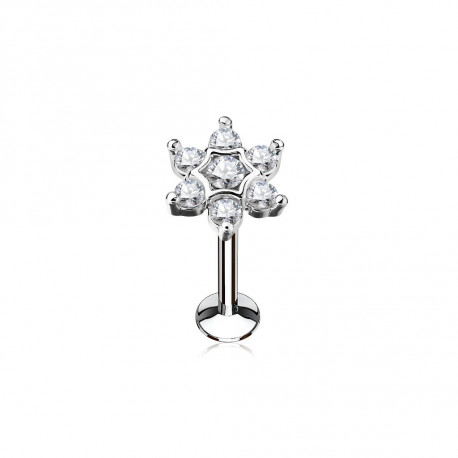 Piercing labret 6mm fleur avec zirconiums blanc Vady Piercing labret4,55 €