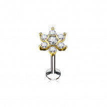 Piercing labret 8mm fleur doré avec zirconiums blanc Qiko Piercing labret4,55 €