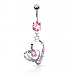 Piercing nombril double cœurs avec zirconium rose Byxas Piercing nombril7,80 €