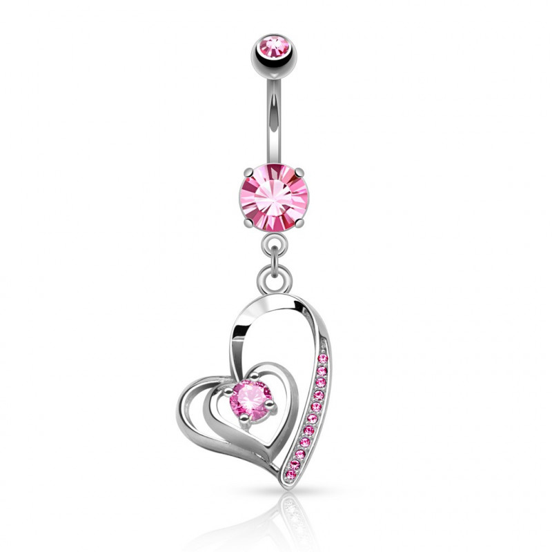 Piercing nombril double cœurs avec zirconium rose Byxas Piercing nombril7,80 €