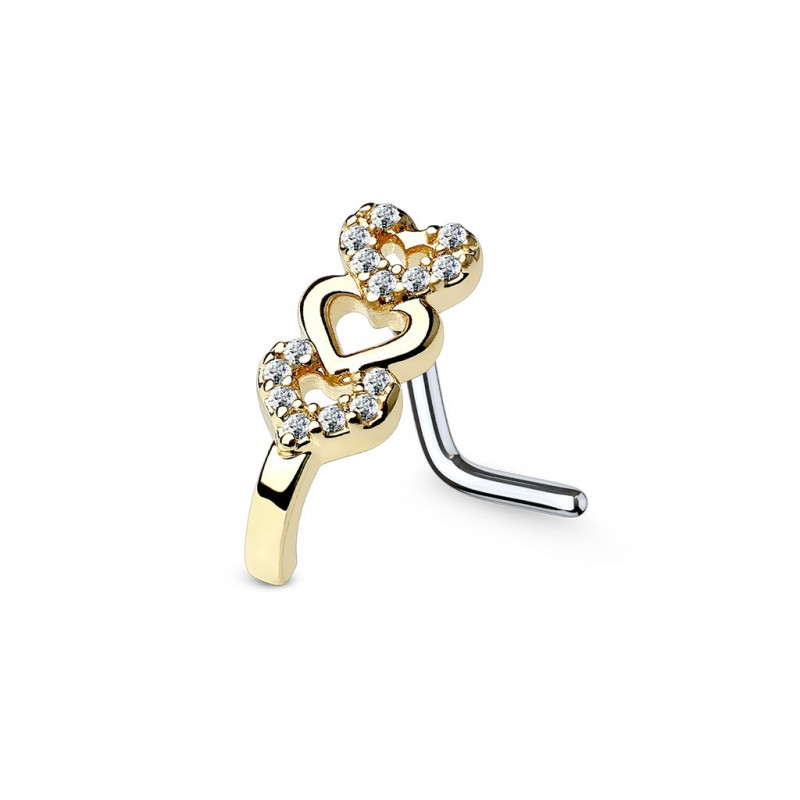 Piercing nez avec triple cœurs doré en zirconium Waju Piercing nez4,49 €