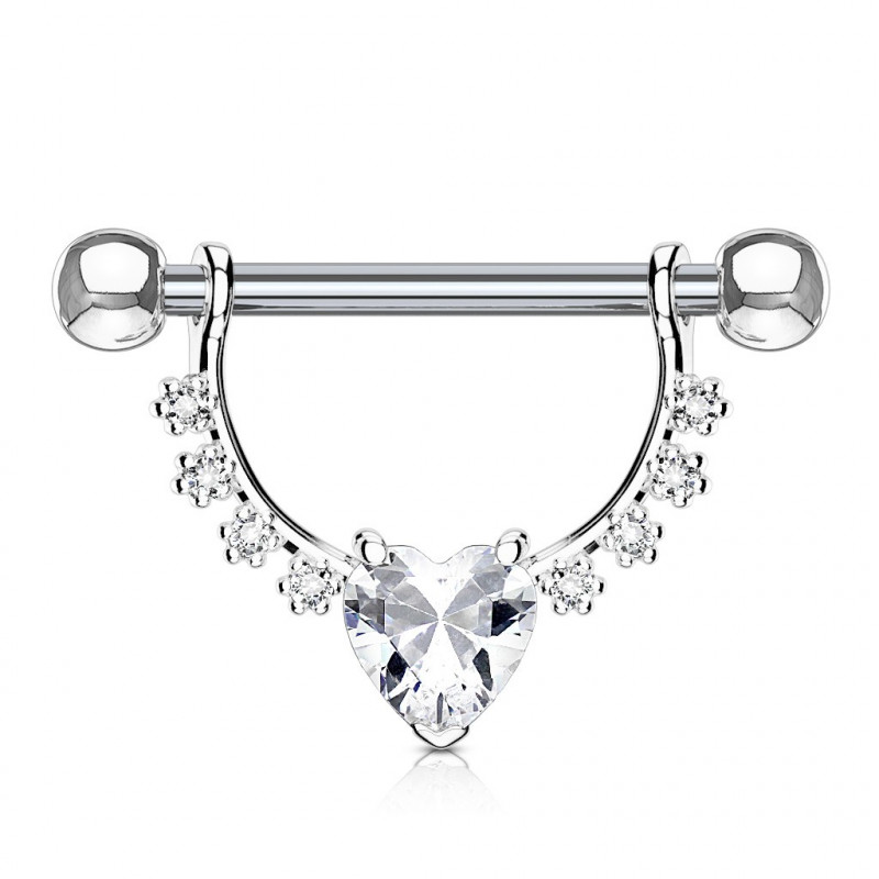 Piercing téton étrier avec un cœur en zirconium Wyxec Piercing téton5,70 €