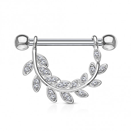 Piercing téton étrier suspension de feuilles blanche Wec Piercing téton10,50 €