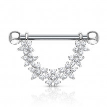 Piercing téton étrier avec fleurs en zirconium blanc Buk Piercing téton7,49 €