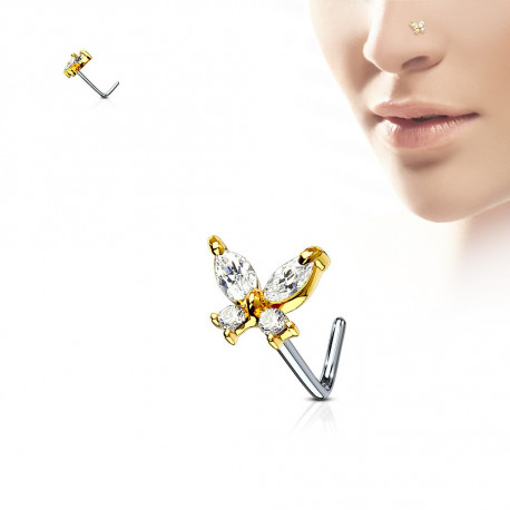 Piercing nez doré papillon et zirconium Xaqy Piercing nez4,49 €