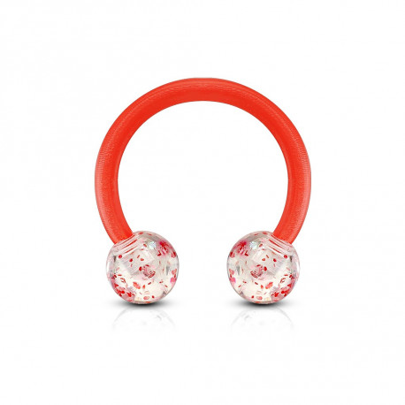 Piercing fer à cheval 10mm boules avec paillettes rouge Nikfy Piercing oreille1,85 €