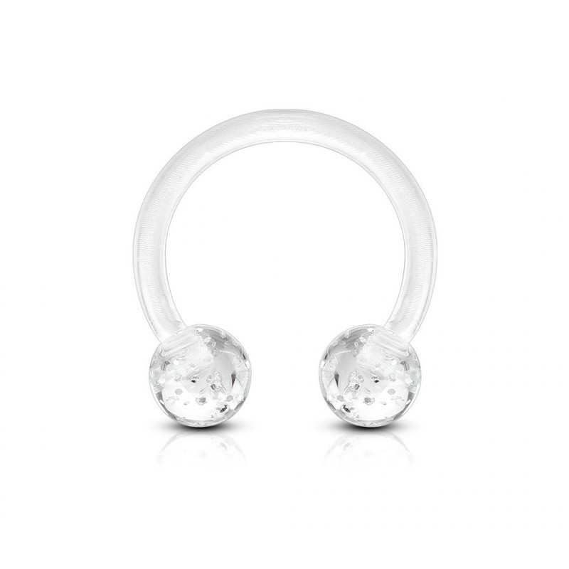 Piercing fer à cheval 10mm boules avec paillettes incolore Nolax Piercing oreille1,85 €