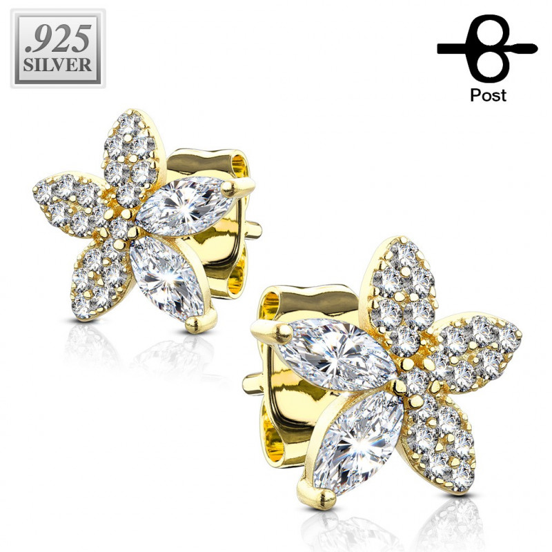 Puces d'oreilles doré et fleurs ornées de zirconiums Kec Bijoux11,99 €