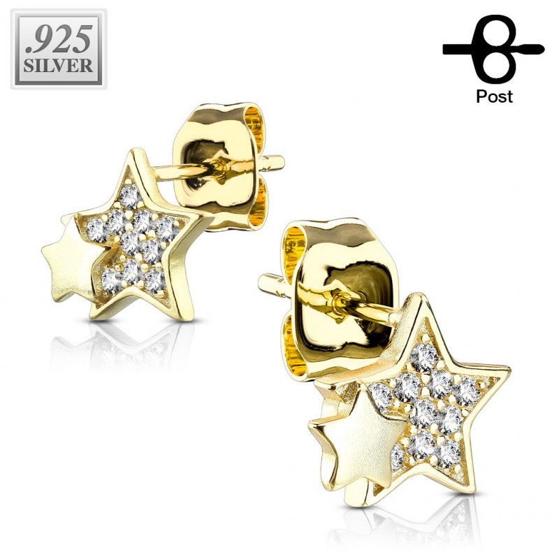 Puces d'oreilles doré et étoiles avec des zirconiums Kavaz Bijoux9,90 €
