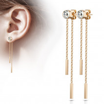 Puces d'oreilles or rose avec chaînettes tombantes Caxa Bijoux6,49 €