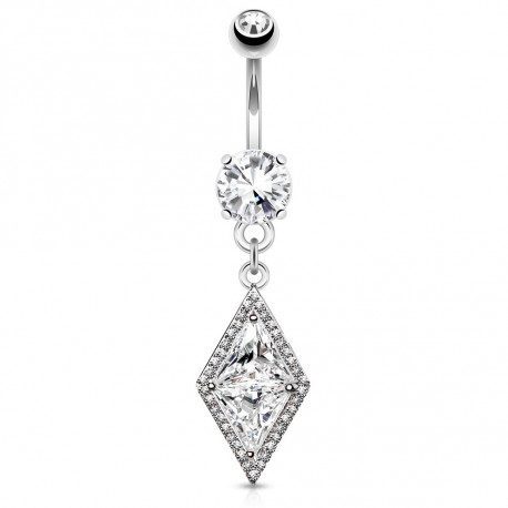 Piercing nombril grand losange avec un zirconium blanc Ako Piercing nombril13,49 €