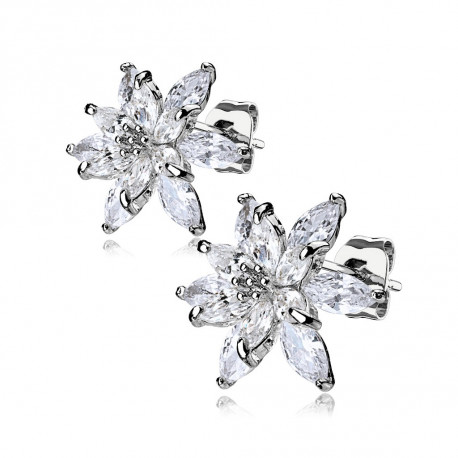Puces d'oreilles fleurs et pétales en zirconiums blanc Kik Bijoux9,90 €