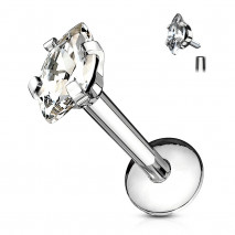 Piercing labret 6 x 1,2mm avec un zirconium marquise Vujo Piercing labret4,49 €