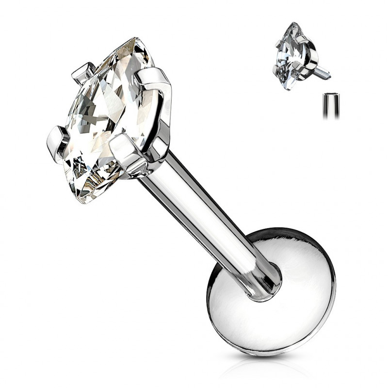 Piercing labret 8 x 1,2mm avec un zirconium marquise Vady Piercing labret4,49 €