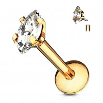 Piercing labret doré 8 x 1,2mm avec un zirconium marquise Waq Piercing labret4,49 €