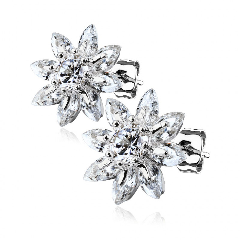 Puces d'oreilles fleurs marquise en zirconiums blanc Kuko Bijoux9,49 €