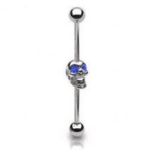 Piercing industriel 35mm tête de mort bleu saphir Rolim Piercing oreille6,60 €