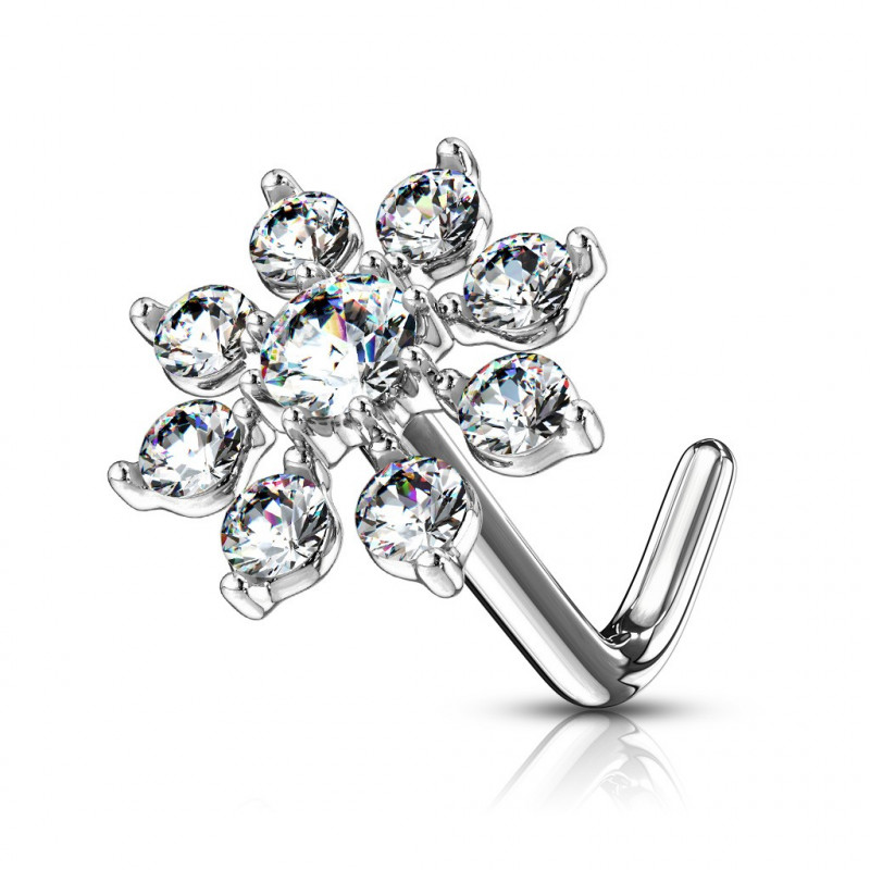 Piercing nez coudé avec une fleur en zirconium blanc Xbuc Piercing nez4,80 €