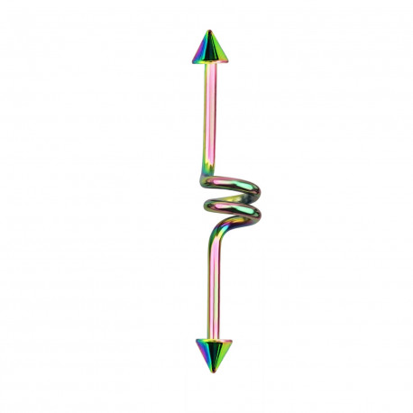 Piercing industriel ressort 38mm arc en ciel avec pointes Xiza Piercing oreille5,90 €
