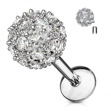 Piercing labret 8mm avec une boule de 6mm en zirconiums Cadz Piercing labret6,25 €