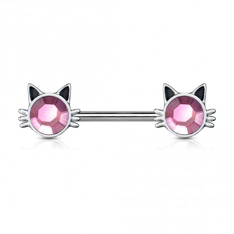 Piercing téton 14mm avec des têtes de chats rose Tuko Piercing téton4,99 €