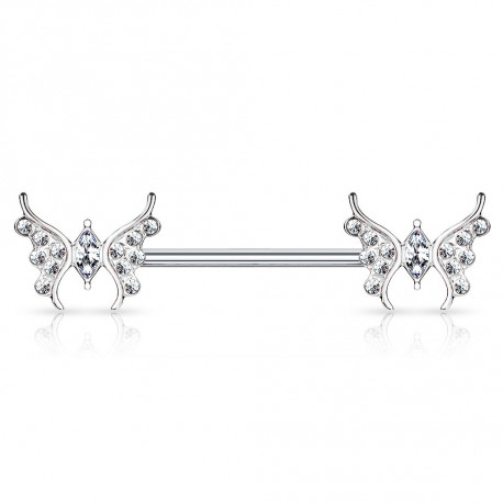 Piercing téton 14mm avec papillons en zirconiums blanc Fasy Piercing téton5,49 €