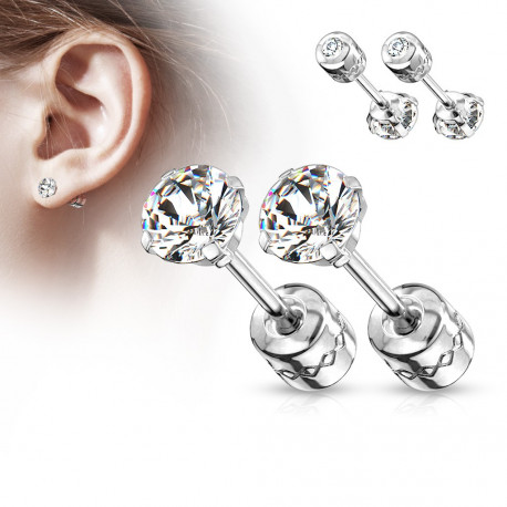 Puces d'oreilles 5mm avec un zirconium blanc Zyhi Bijoux6,25 €
