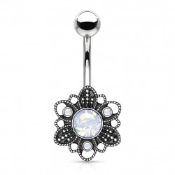 Piercing nombril fleur antique avec une opaline blanche Rixas Piercing nombril6,25 €